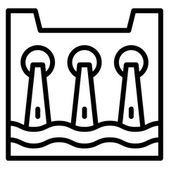 Hydroelectric Line Icon