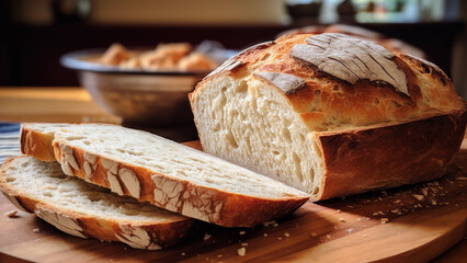Photo of freshly made bread on display - obrazy, fototapety, plakaty