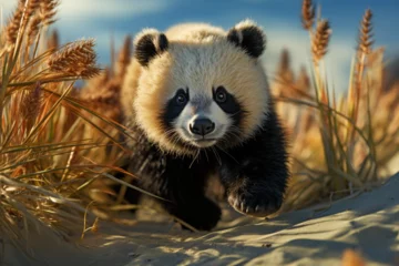 Fotobehang panda walking on the beach © angah