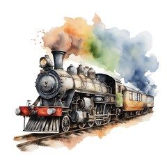 Fototapeta na wymiar watercolour steamtrain