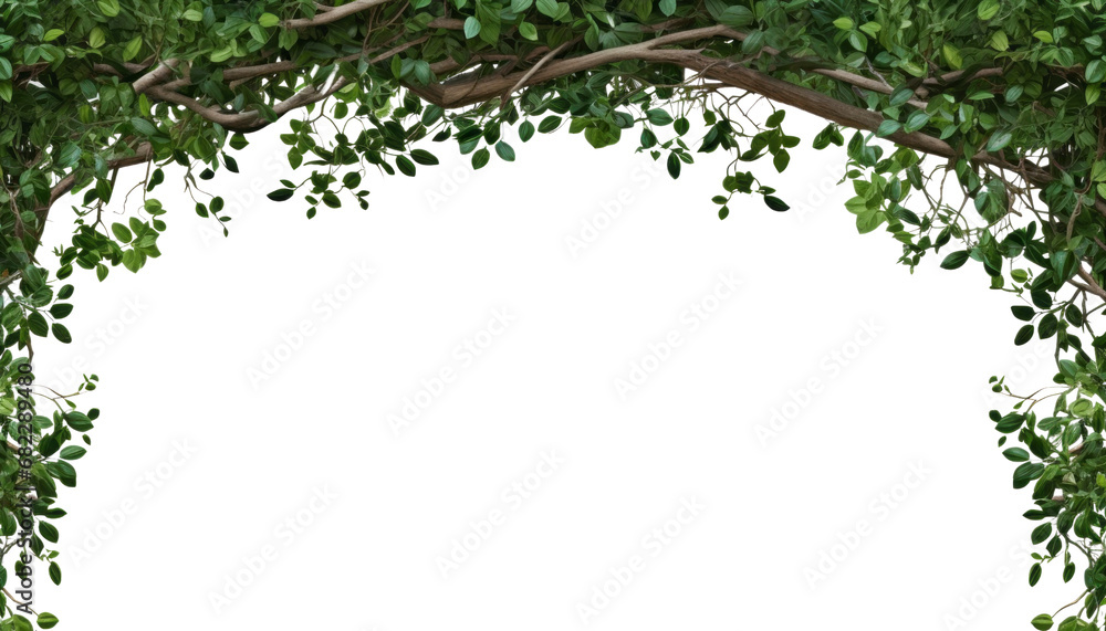 Poster frame from branches of a tree isolated on transparent background cutout