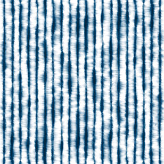 Vector Seamless Shibori Watercolor Indigo Tie Dye Fabric Pattern Texture Blue White Stripe Diamond...