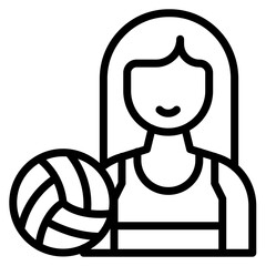 Lady Player Line Icon
