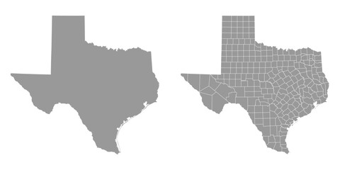 Texas state gray maps. Vector illustration.