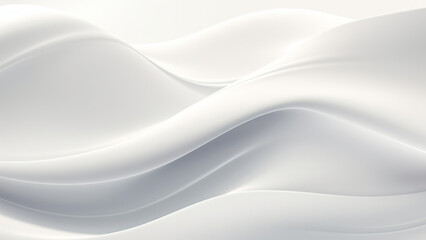Abstract silk white waves design with smooth curves and soft shadows on clean modern background. Fluid gradient motion of dynamic lines on minimal backdrop