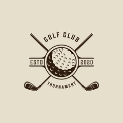 golf club logo vintage vector illustration template icon graphic design. ball and stick of sport sign or symbol for tournament or club with typography retro style - obrazy, fototapety, plakaty