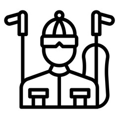 Skier Male Line Icon