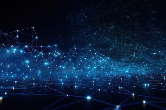 Concept of communication network technology internet business. Blue background.