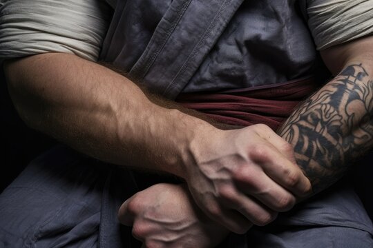 detail shot of hands securing a sleeve grip on an opponents gi