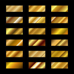 Set of golden gradient. Gold gradient collection. Vector EPS 10.