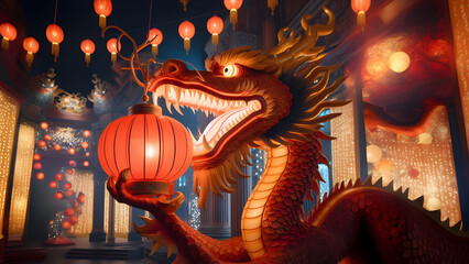 Chinese New Year Dragon - AI generated Illustration, realistic