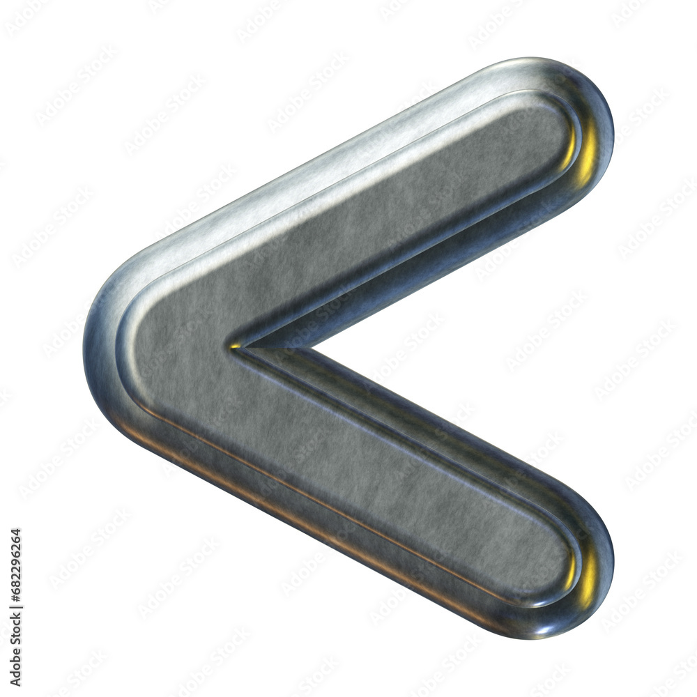 Poster less than symbol 3d silver metallic style isolated on transparent background