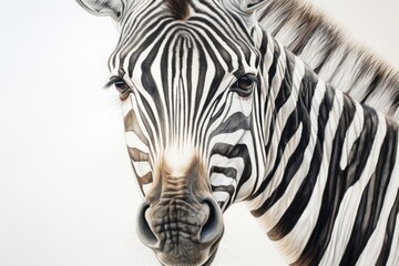  a close up of a zebra's face with a light in the middle of the zebra's face and a light in the back of the zebra's head.