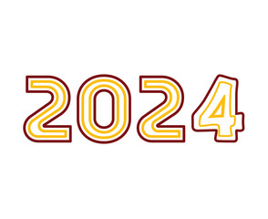 Happy New Year 2024 Holiday Abstract Maroon And Yellow Graphic Design Vector Logo Symbol Illustration