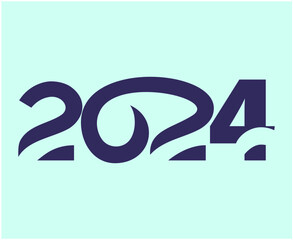Happy New Year 2024 Holiday Abstract Blue Graphic Design Vector Logo Symbol Illustration With Cyan Background