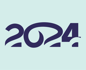Happy New Year 2024 Holiday Abstract Blue Graphic Design Vector Logo Symbol Illustration With Cyan Background