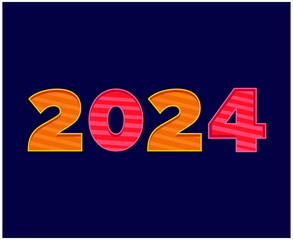 Happy New Year 2024 Holiday Abstract Orange And Pink Graphic Design Vector Logo Symbol Illustration With Blue Background