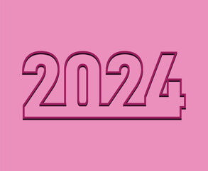 2024 Happy New Year Abstract Purple Graphic Design Vector Logo Symbol Illustration With Pink Background