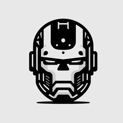 black and white robot, icon, vector, illustration, design,