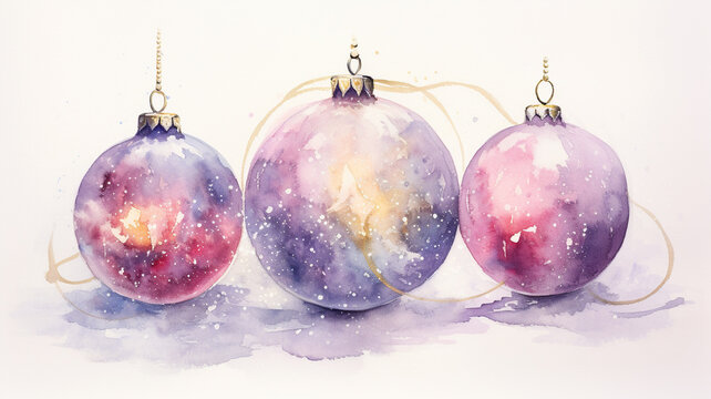 watercolour paint of Christmas balls