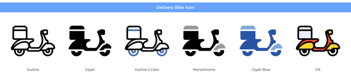 Delivery Bike Icon Set