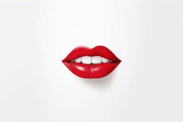  a woman's mouth with white teeth and red lipstick on a white background with a hole in the middle of the mouth to show the upper part of the mouth.