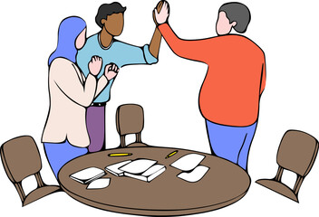 Group of youth in activities Illustration