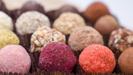 assortment of chocolate candies, selective focus