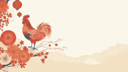 Obraz premium Blank canvas beckons, minimalist Chinese New Year card, your migration journey awaits