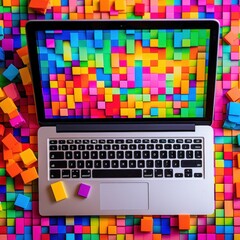 a pixelated pattern of bright colors that can add a playful and touch to any computer desktop.