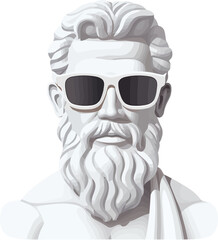 Greek statue in sunglasses isolated vector style with transparent background illustration