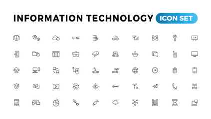 Fototapeta na wymiar Information technology line icons collection. Big UI icon set in a flat design. Thin outline icons pack
