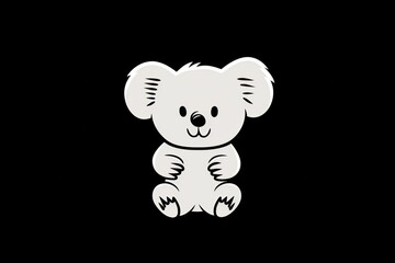  a black and white picture of a koala bear on a black background with a white outline of a koala bear on the right side of the image, and a white outline of the koala bear on the left side of the.