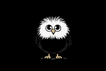  a white and black owl with big eyes on a black background with a black background and a white owl with big eyes on a black background with a black background.