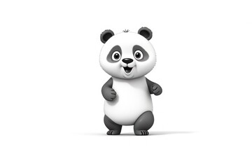  a panda bear standing on its hind legs with a surprised look on it's face, with one hand on his hip, and the other hand on his hip.