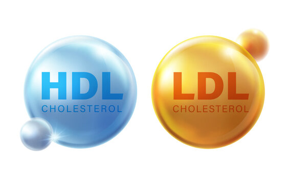 Crystal glass icon symbol HDL good cholesterol and LDL bad cholesterol. Indicates the density of fat in the arteries and high cholesterol levels can cause various diseases. illustration vector file.