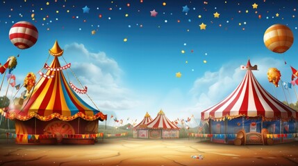 This stock photo features a lively carnival scene in the background