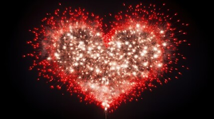 photo of fireworks in the shape of a heart, ideal for Valentine's Day or wedding-related promotions