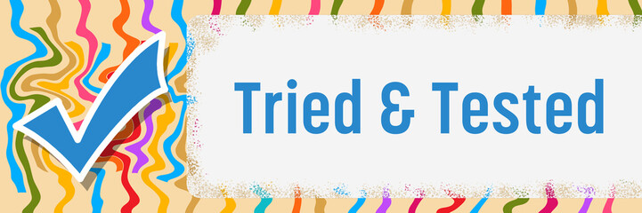 Tried And Tested Tick Mark Sticker Effect Colorful Lines Background 