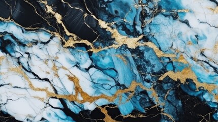 Stone marble texture background ultramarine blue and gold white color. Patterned natural of abstract wall marble