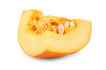 Piece of fresh ripe pumpkin isolated on white
