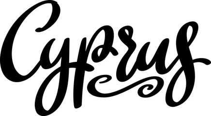 Cyprus. Lettering phrase isolated on white background