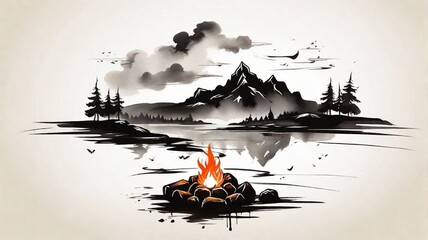 fire water and mountain