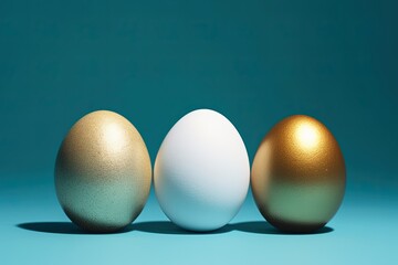 choice best individuality, exclusivity, Concept background blue eggs white two egg Golden