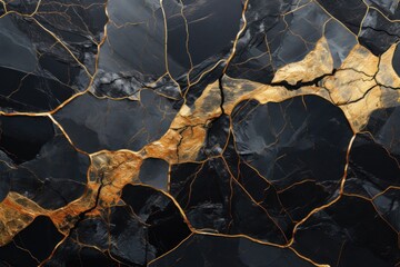  a close up of a black and gold marbled surface with a gold vein design on the top of the surface and a gold vein on the bottom of the surface.