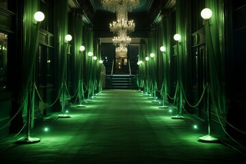 Lush Green carpet lights. Floor texture. Generate Ai