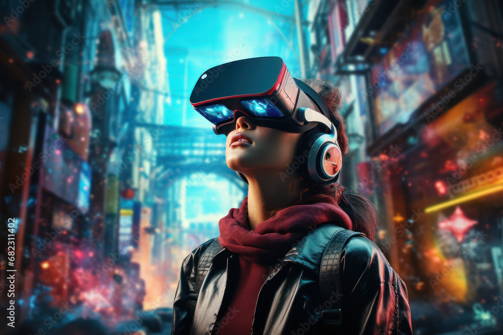 Poster a virtual reality world accessible through social media, offering users a surreal and immersive digi
