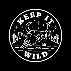 Western line art vector badge. Perfect for t-shirt prints, posters, stickers, and more.