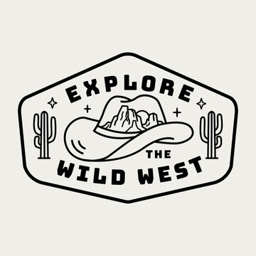 Western line art vector badge. Perfect for t-shirt prints, posters, stickers, and more.