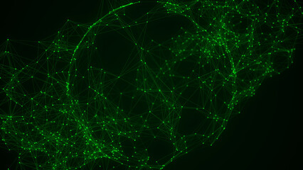 Futuristic sphere of particles and lines. Network connection big data. Abstract technology background. 3d rendering.